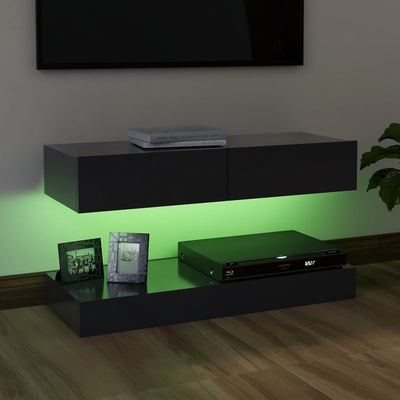 TV Cabinet with LED Lights Grey 90x35 cm