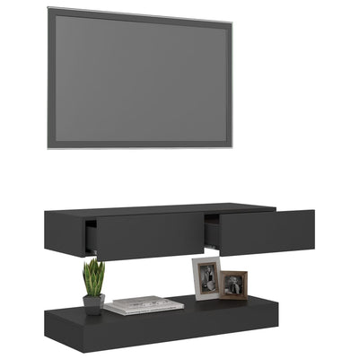 TV Cabinet with LED Lights Grey 90x35 cm