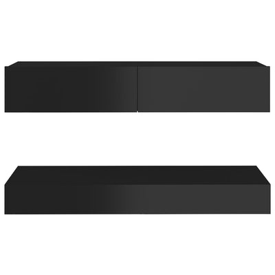 TV Cabinet with LED Lights High Gloss Black 90x35 cm