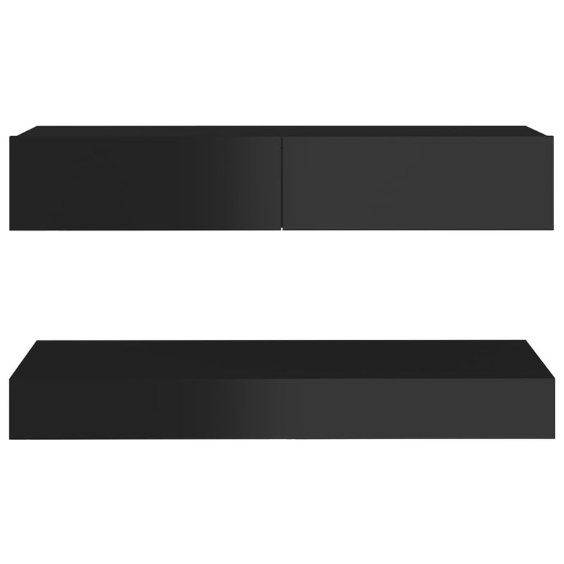 TV Cabinet with LED Lights High Gloss Black 90x35 cm