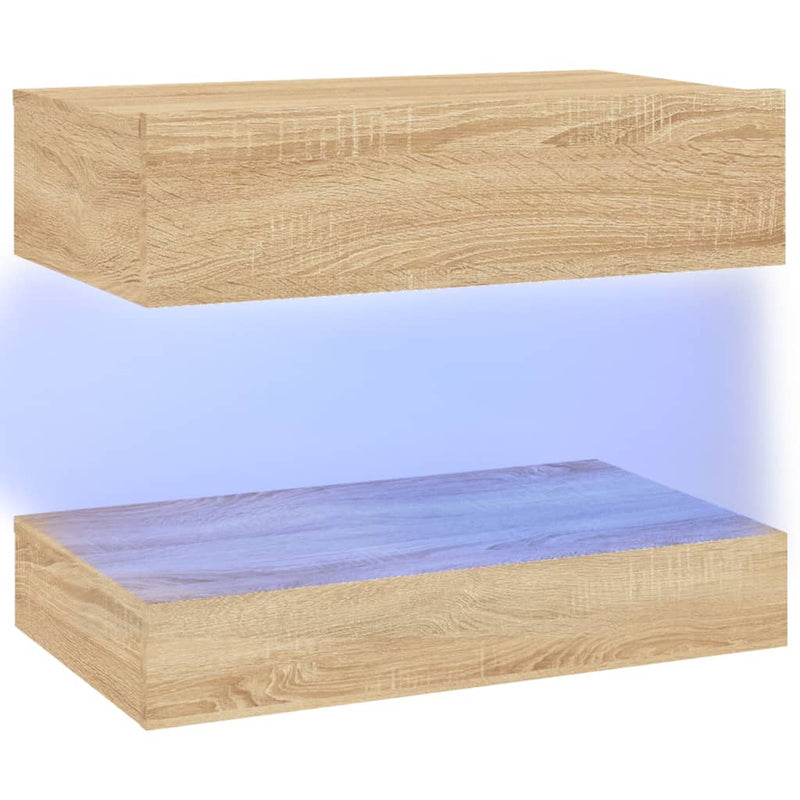 TV Cabinet with LED Lights Sonoma Oak 60x35 cm