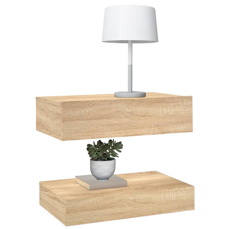 TV Cabinet with LED Lights Sonoma Oak 60x35 cm