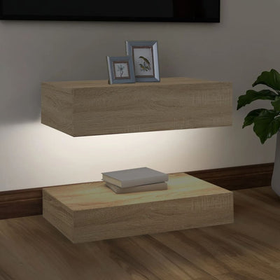 TV Cabinet with LED Lights Sonoma Oak 60x35 cm