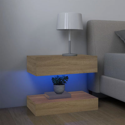 TV Cabinet with LED Lights Sonoma Oak 60x35 cm