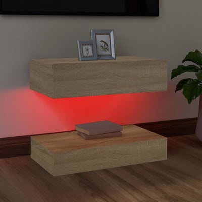 TV Cabinet with LED Lights Sonoma Oak 60x35 cm