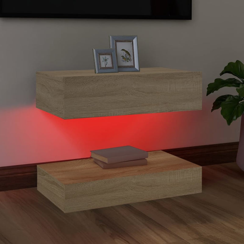 TV Cabinet with LED Lights Sonoma Oak 60x35 cm