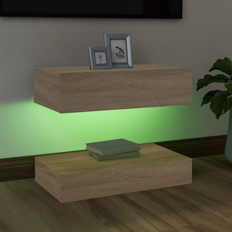 TV Cabinet with LED Lights Sonoma Oak 60x35 cm