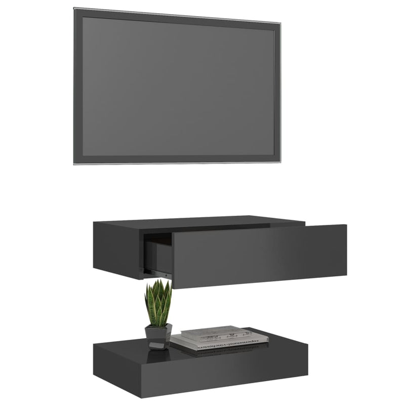 TV Cabinet with LED Lights High Gloss Grey 60x35 cm