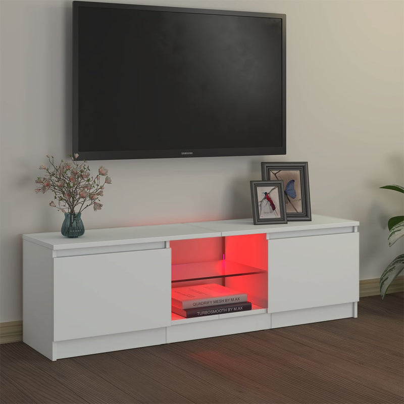 TV Cabinet with LED Lights White 120x30x35.5 cm