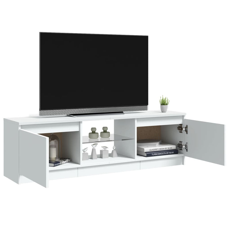 TV Cabinet with LED Lights White 120x30x35.5 cm