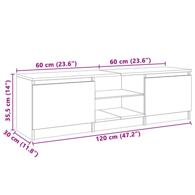 TV Cabinet with LED Lights White 120x30x35.5 cm