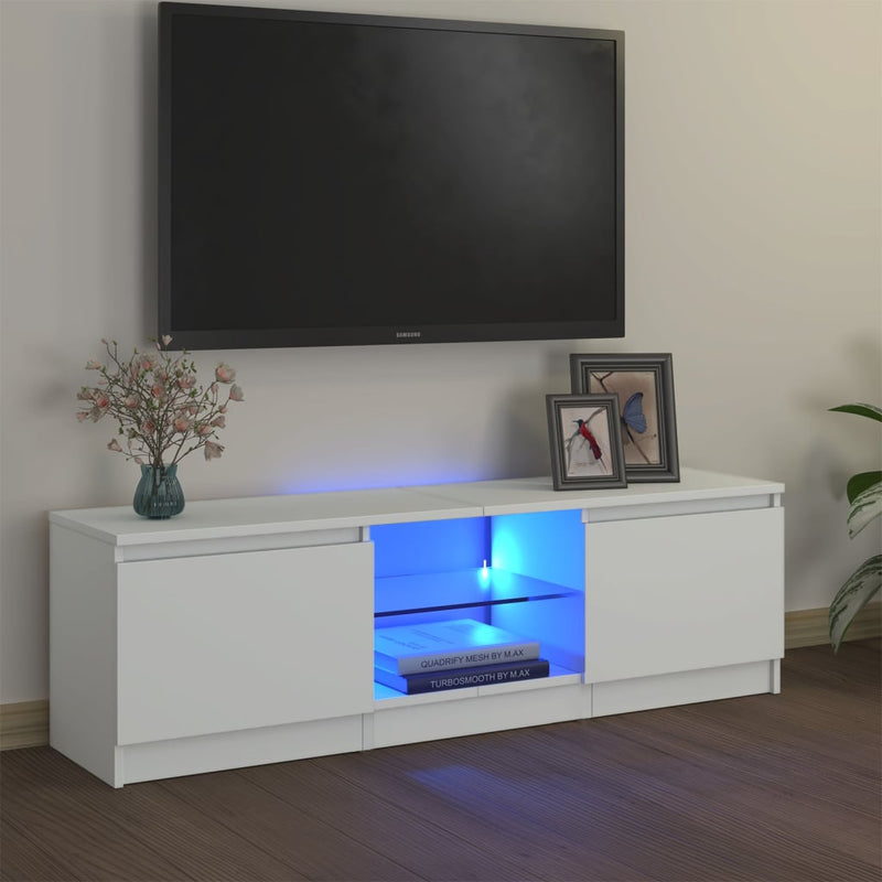 TV Cabinet with LED Lights White 120x30x35.5 cm