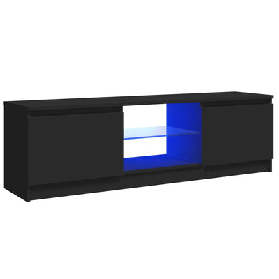 TV Cabinet with LED Lights Black 120x30x35.5 cm