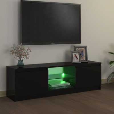 TV Cabinet with LED Lights Black 120x30x35.5 cm