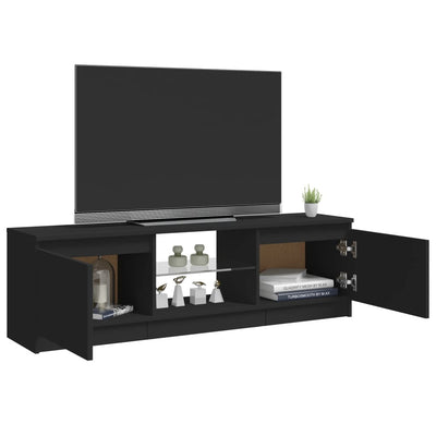 TV Cabinet with LED Lights Black 120x30x35.5 cm