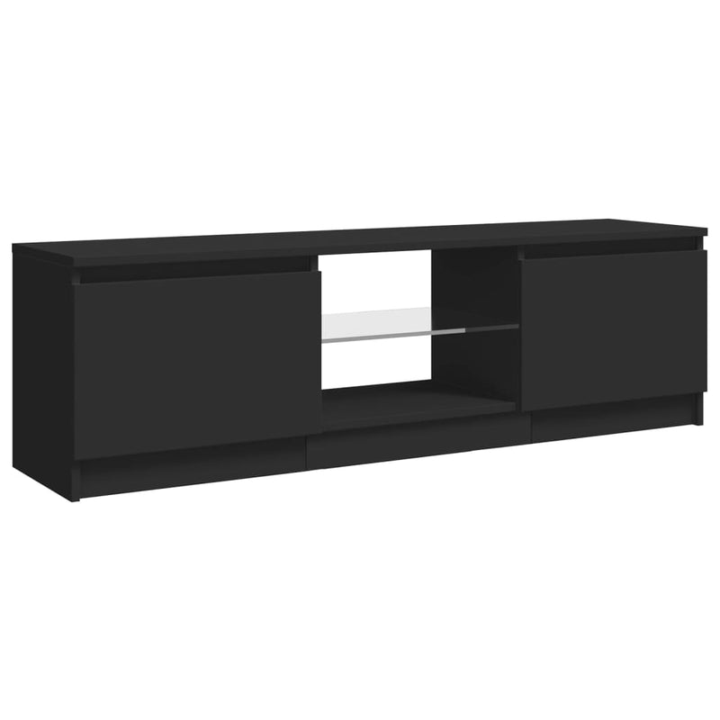 TV Cabinet with LED Lights Black 120x30x35.5 cm