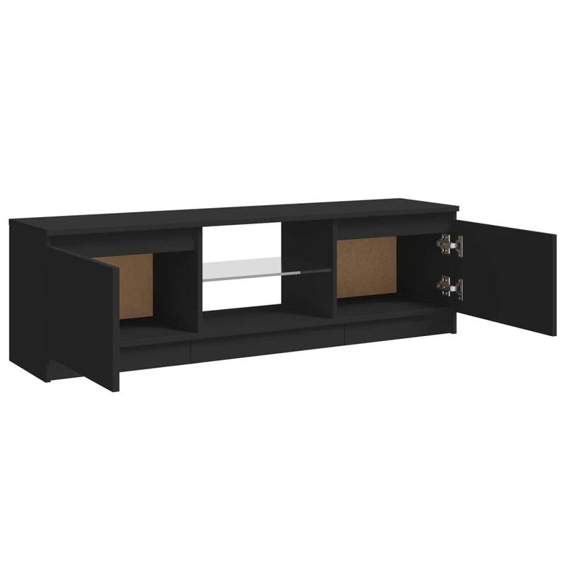 TV Cabinet with LED Lights Black 120x30x35.5 cm