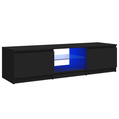 TV Cabinet with LED Lights Black 140x40x35.5 cm