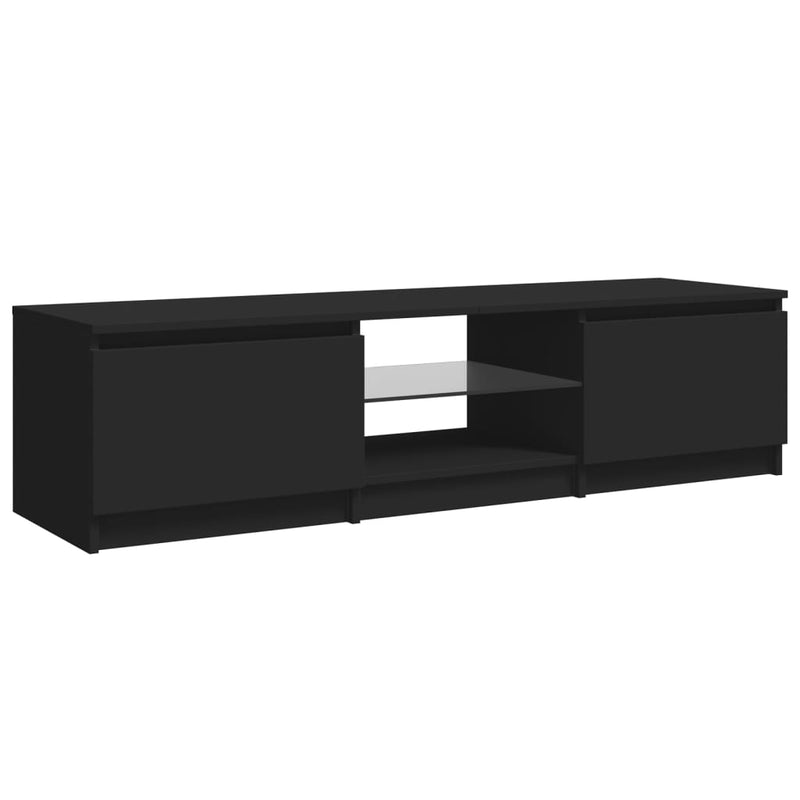 TV Cabinet with LED Lights Black 140x40x35.5 cm