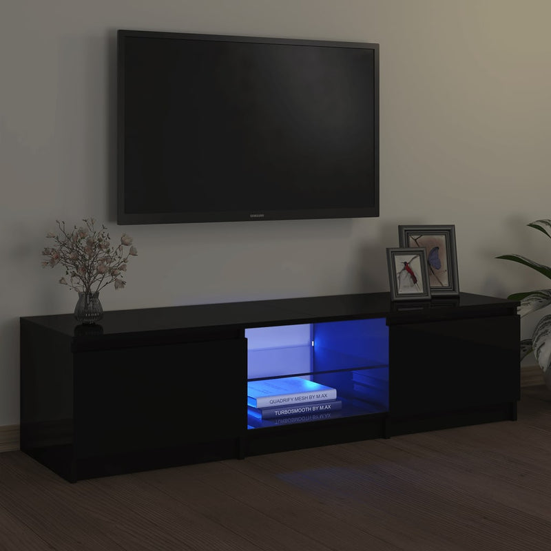 TV Cabinet with LED Lights Black 140x40x35.5 cm