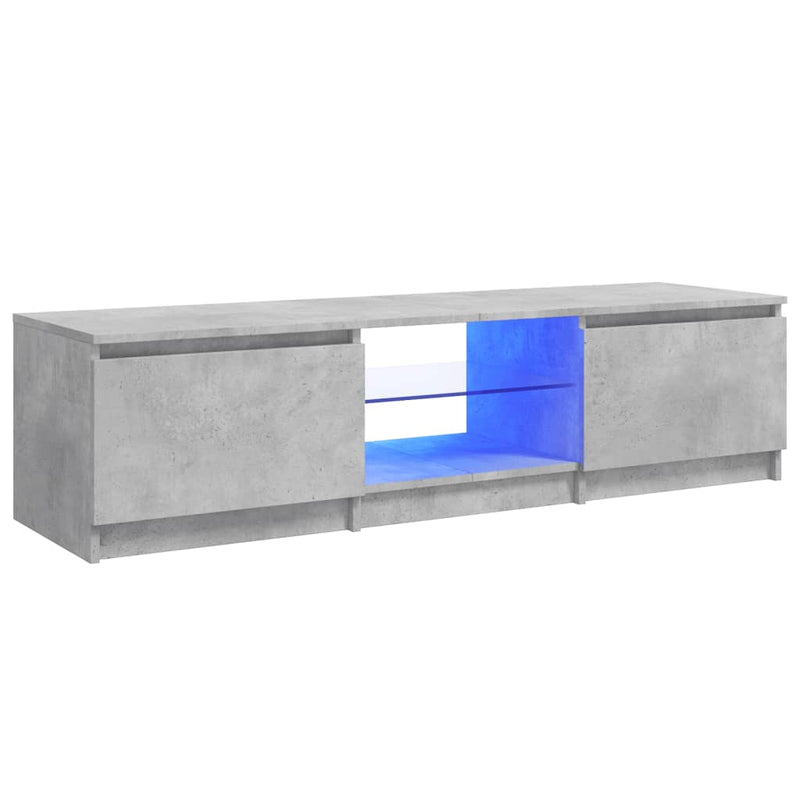 TV Cabinet with LED Lights Concrete Grey 140x40x35.5 cm