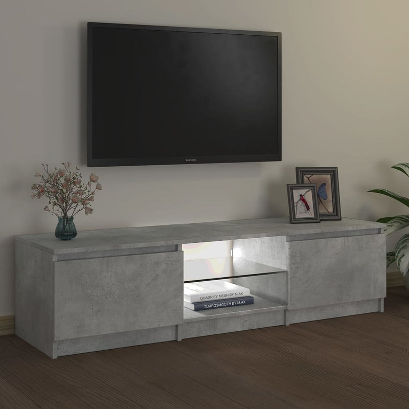 TV Cabinet with LED Lights Concrete Grey 140x40x35.5 cm