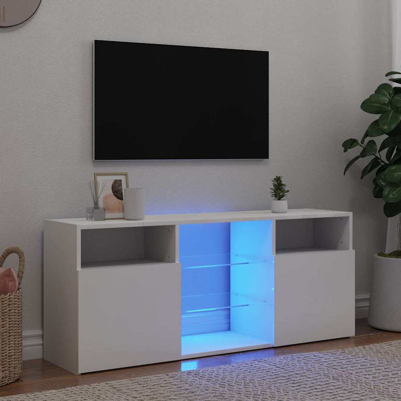 TV Cabinet with LED Lights White 120x30x50 cm