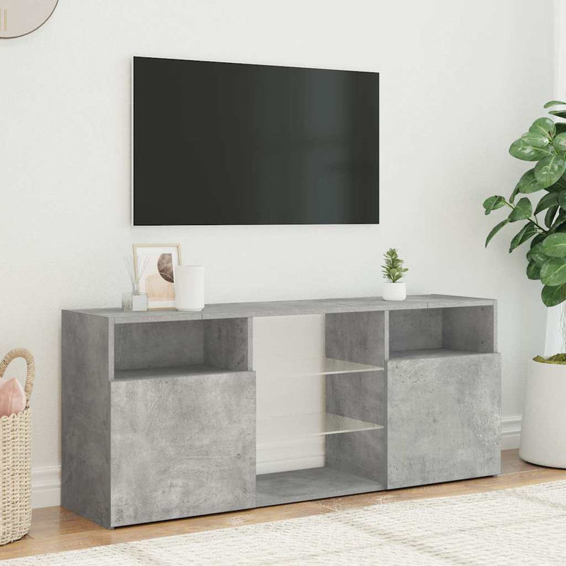 TV Cabinet with LED Lights Concrete Grey 120x30x50 cm