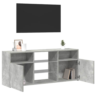 TV Cabinet with LED Lights Concrete Grey 120x30x50 cm