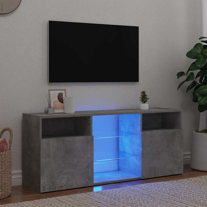 TV Cabinet with LED Lights Concrete Grey 120x30x50 cm