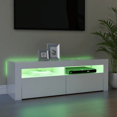 TV Cabinet with LED Lights High Gloss White 120x35x40 cm