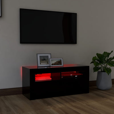 TV Cabinet with LED Lights Black 90x35x40 cm