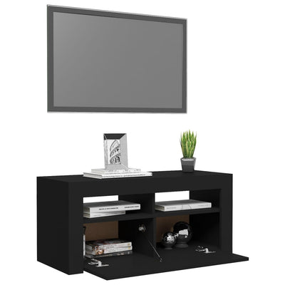 TV Cabinet with LED Lights Black 90x35x40 cm