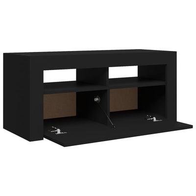 TV Cabinet with LED Lights Black 90x35x40 cm