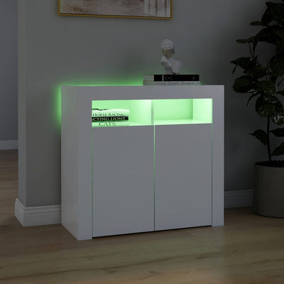 Sideboard with LED Lights White 80x35x75 cm