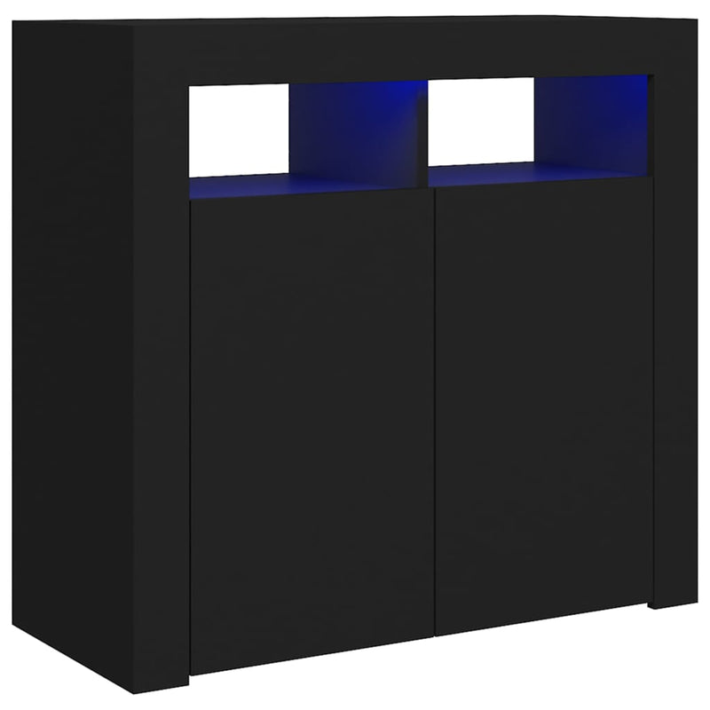 Sideboard with LED Lights Black 80x35x75 cm