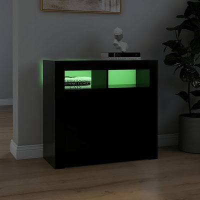 Sideboard with LED Lights Black 80x35x75 cm