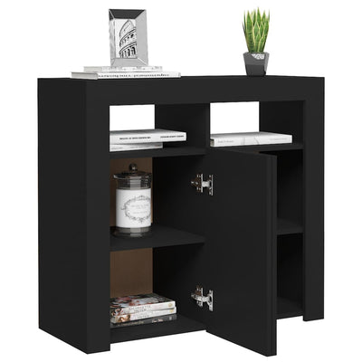 Sideboard with LED Lights Black 80x35x75 cm