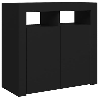 Sideboard with LED Lights Black 80x35x75 cm