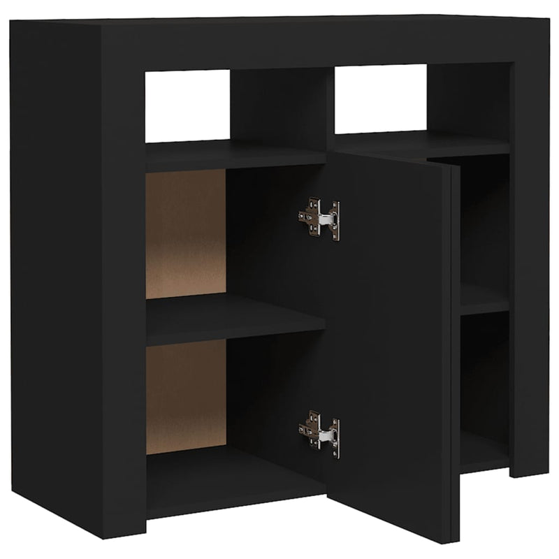 Sideboard with LED Lights Black 80x35x75 cm