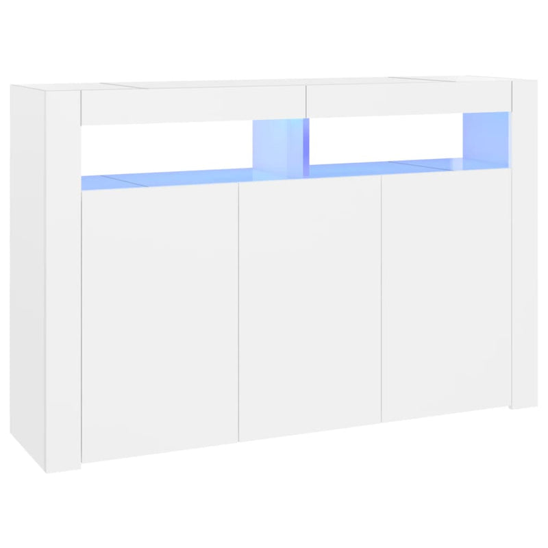 Sideboard with LED Lights White 115.5x30x75 cm