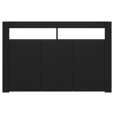 Sideboard with LED Lights Black 115.5x30x75 cm