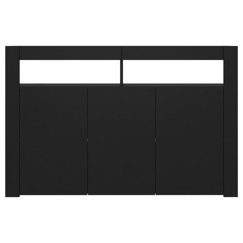 Sideboard with LED Lights Black 115.5x30x75 cm