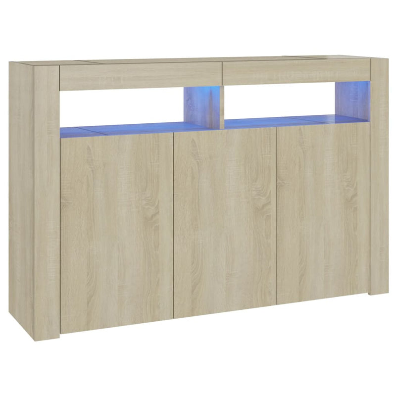 Sideboard with LED Lights Sonoma Oak 115.5x30x75 cm