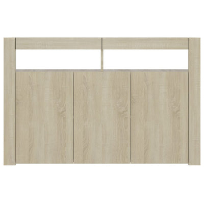 Sideboard with LED Lights Sonoma Oak 115.5x30x75 cm