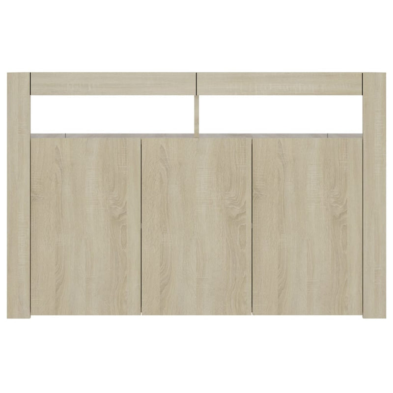 Sideboard with LED Lights Sonoma Oak 115.5x30x75 cm