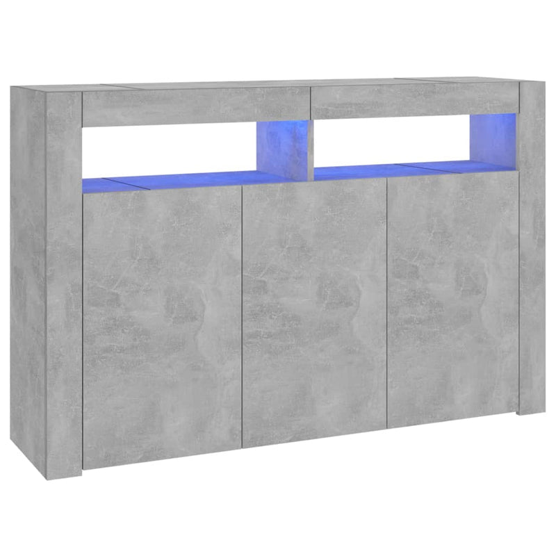 Sideboard with LED Lights Concrete Grey 115.5x30x75 cm