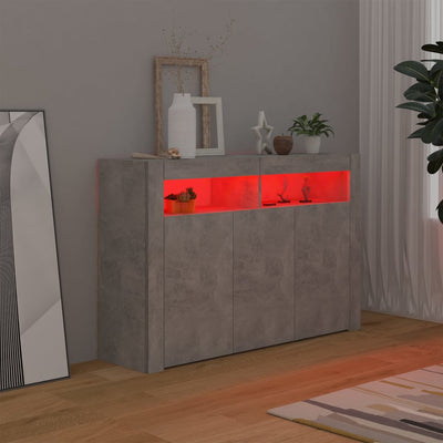 Sideboard with LED Lights Concrete Grey 115.5x30x75 cm