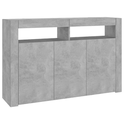 Sideboard with LED Lights Concrete Grey 115.5x30x75 cm