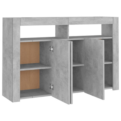 Sideboard with LED Lights Concrete Grey 115.5x30x75 cm